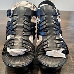 Born black leather wedged sandal
